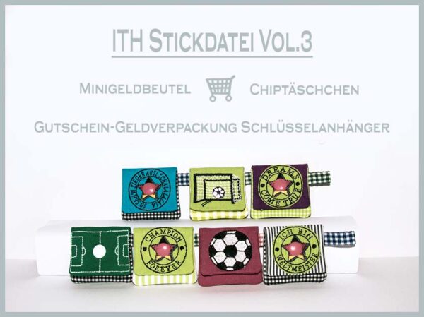 Stickdatei, ITH, Minitäschchen, Chiptäschchen, Anhänger, Einkaufswagenchip,Geschenk,Schlüsselanhänger,Chiptäschchen, by Herzellie