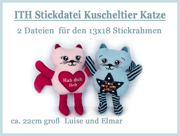 ITH Stickdatei zum sticken mit der Stickmaschine einer Kuscheltier-Katze